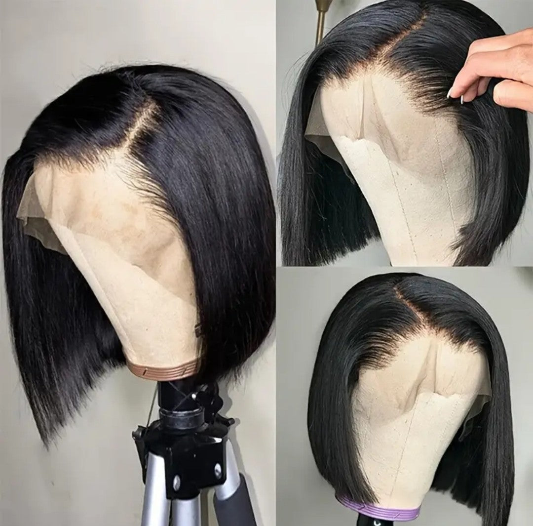 Bresilienne 10"Brazilian Hair Glueless Frontal Lace Short Straight Bob Wig